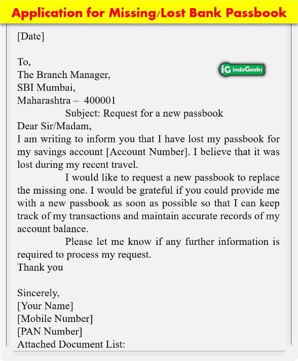 5+ Bank Passbook Lost or Missing Application Application: Format and