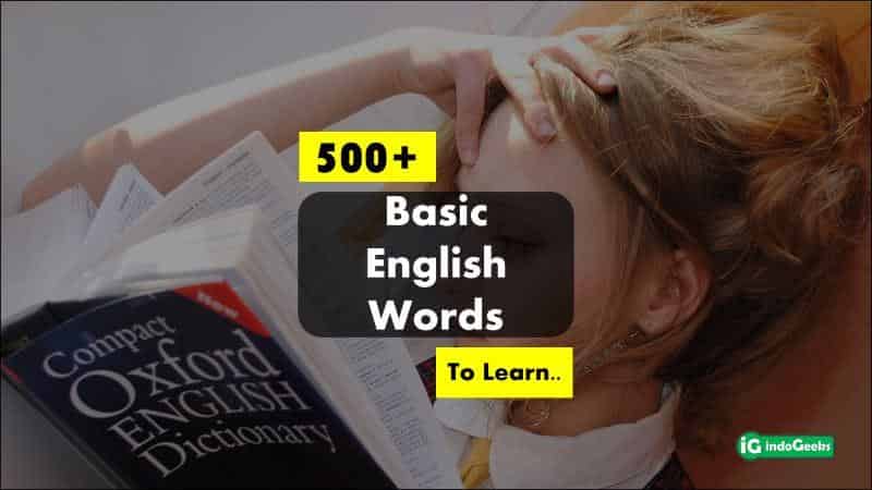 Basic English Words To Learn For Kids Beginners 250 IndoGeeks