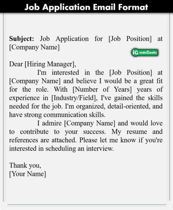 Job Application Letters and Email Formats for Different Work Profiles