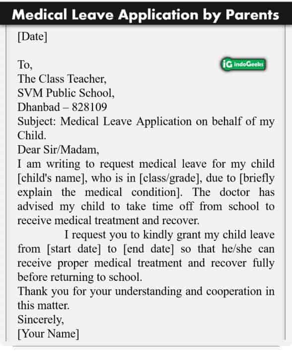 10 Medical Leave Application Format Sample For Office School With 