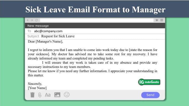 Sick Leave Email Format and Sample to Manager