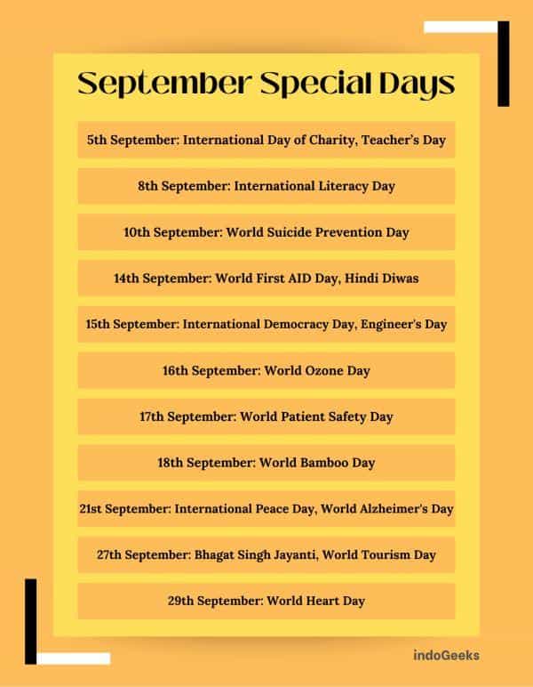 September Special Days 